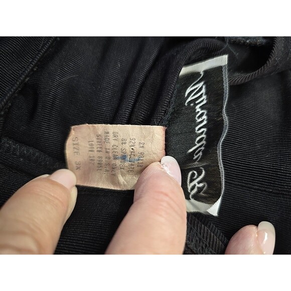 Vtg Black Embroidered 1 Piece Set 90s Womens 3X Plus Floral Jersey Office Career - Picture 7 of 7